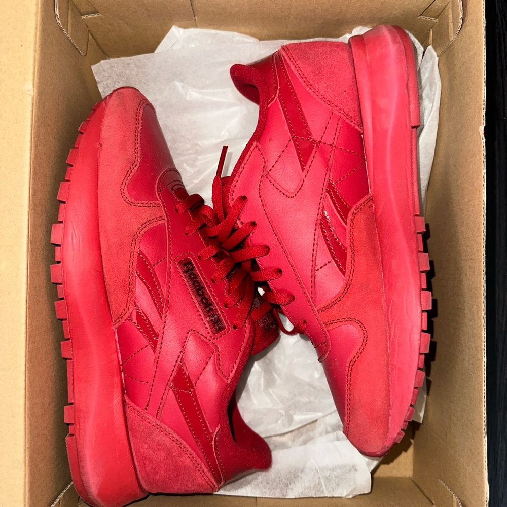 Reebok Red Leather & Suede Sneakers